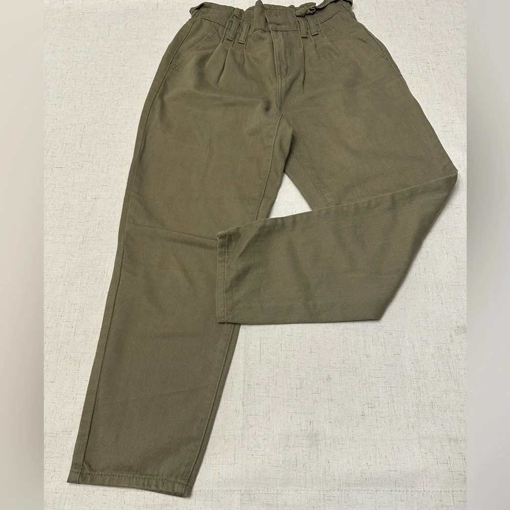 🩷Olive High-Rise Paperbag Straight Leg Pants